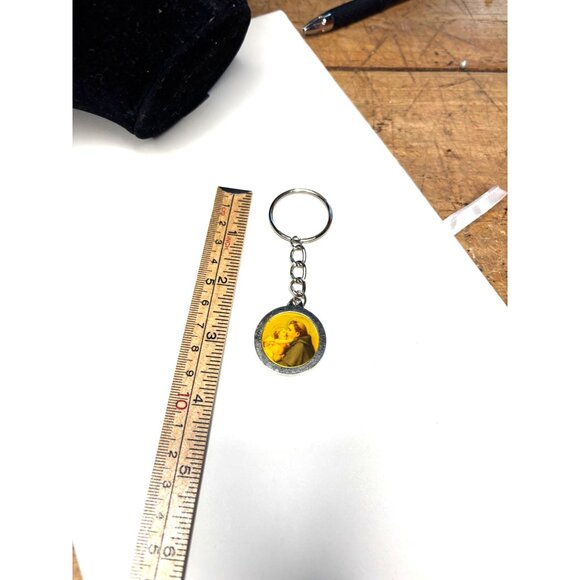Saint Anthony Blessed Relic Keychain With Double-Sided Religious Medallion & Cha - Picture 3 of 8